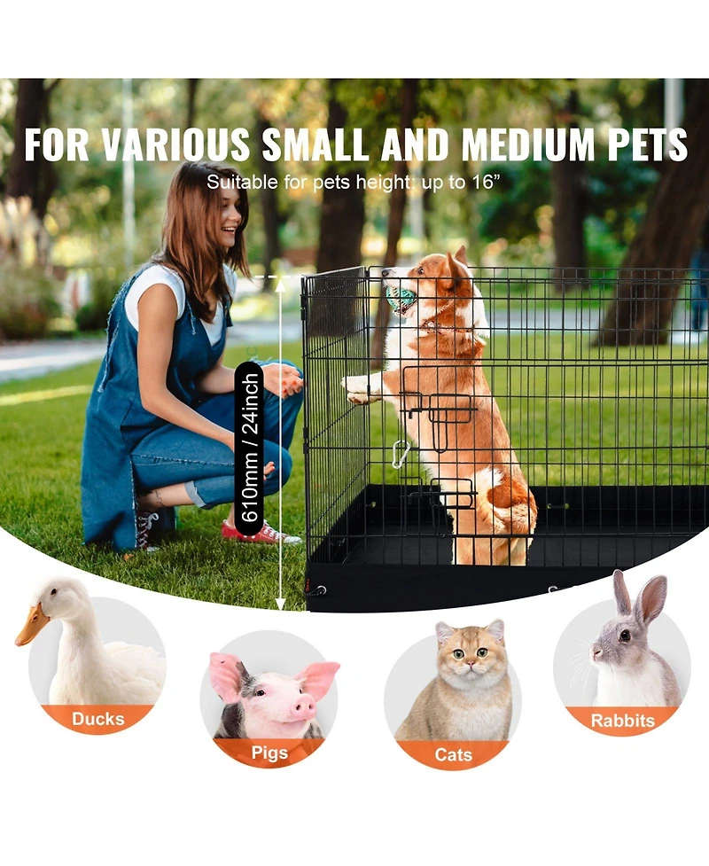 Cozito Dog Playpen, 4-Panel 24 x 36 in Foldable Metal Exercise Pen w/ Door, Top Cover & Bottom Pad, Indoor/Outdoor Pet Fence