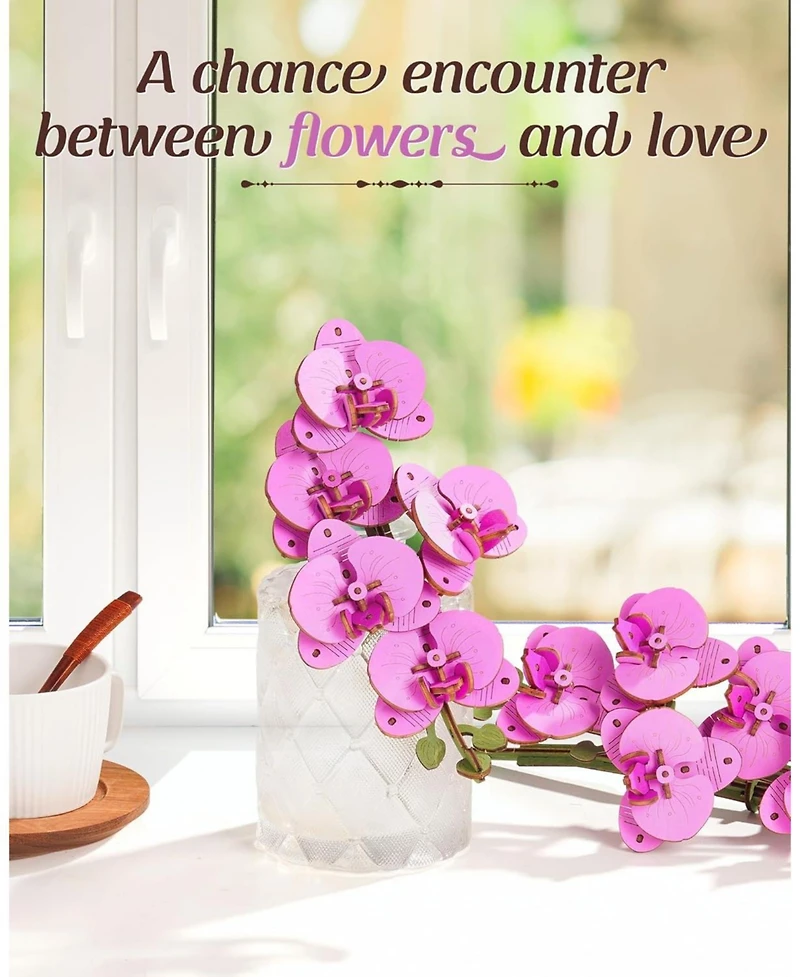 Robotime Wooden Flower 3D Puzzles Adults Artifical Flower Botanical Collection Building Craft Kit