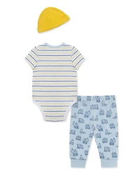Little Me Baby Boys' Construction Short-Sleeve Bodysuit, Pants & Hat, 3-Piece Set