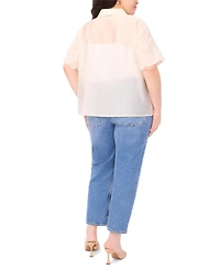Vince Camuto Plus Short-Sleeve Embroidered Top
