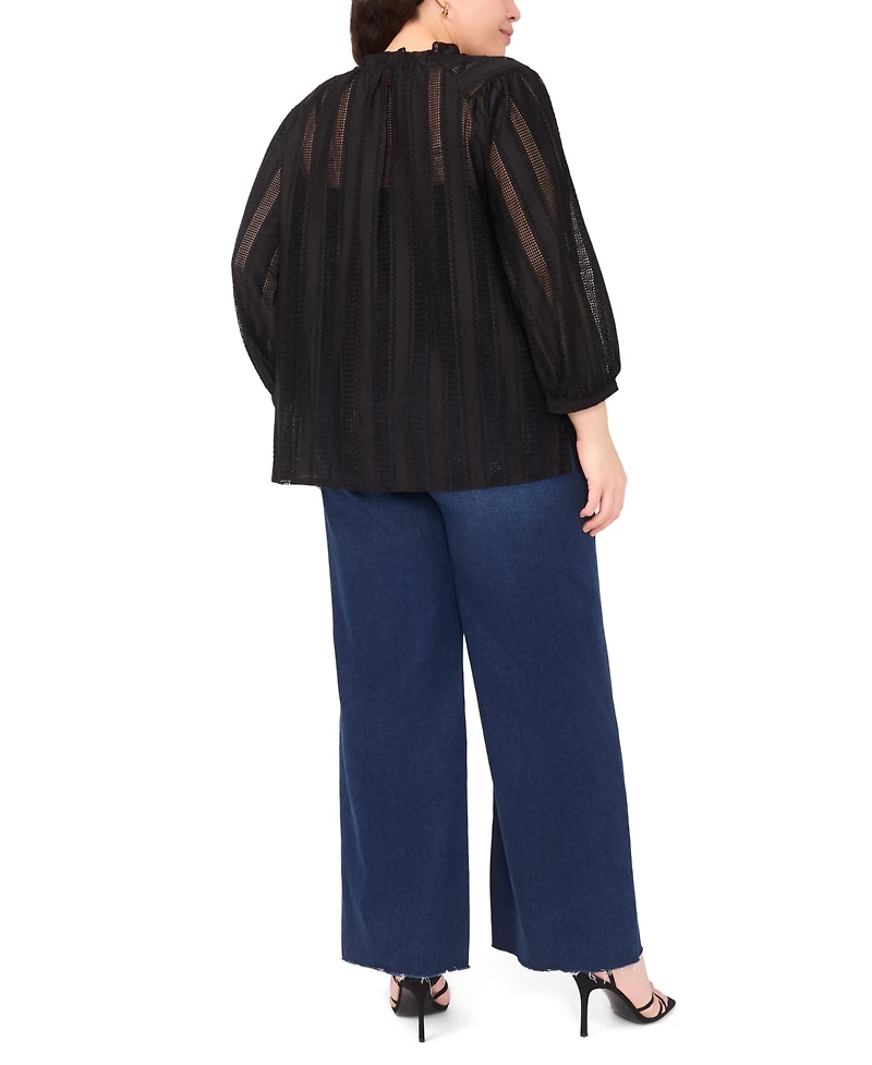 Vince Camuto Plus Split Neck Peasant Blouse