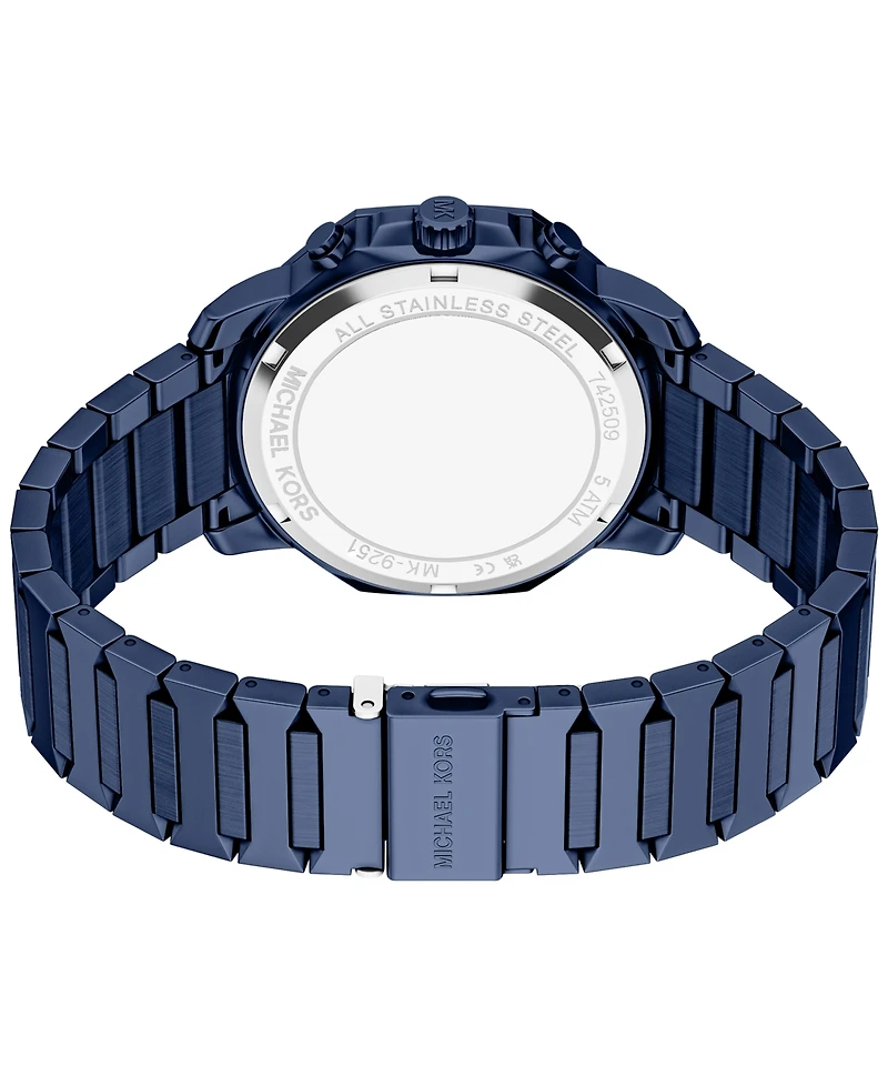 Michael Kors Men's Prescott Chronograph Blue Stainless Steel Watch, 44mm