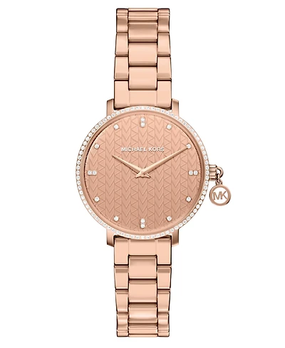 Michael Kors Women's Pyper Two-Hand Rose Gold-Tone Stainless Steel Watch, 32mm