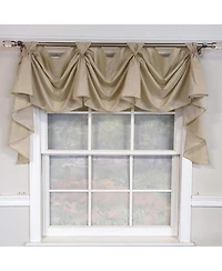 Rlf Home Pin Stripe 3-s Victory 100% Cotton Tab Top Swag Window Curtain 54" x 25" Natural
