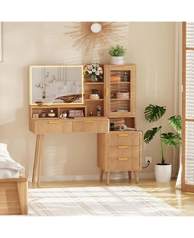 gaomon Makeup Vanity Desk With Hd Lighted Mirror and Power Outlet