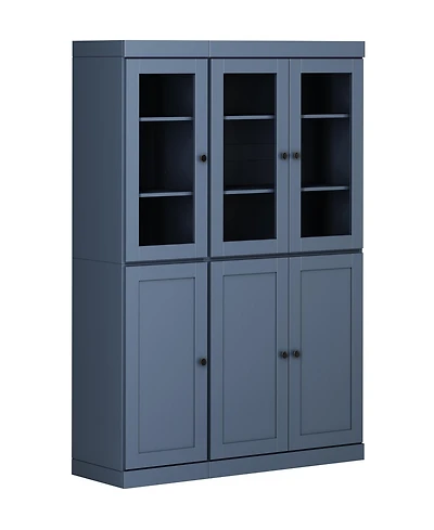 Palace Imports 100% Solid Wood 48.5" Pantry China Cabinet with Clear Glass, Shaker Doors & Adjustable Shelves