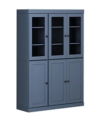 Palace Imports 100% Solid Wood 48.5" Pantry China Cabinet with Clear Glass, Shaker Doors & Adjustable Shelves