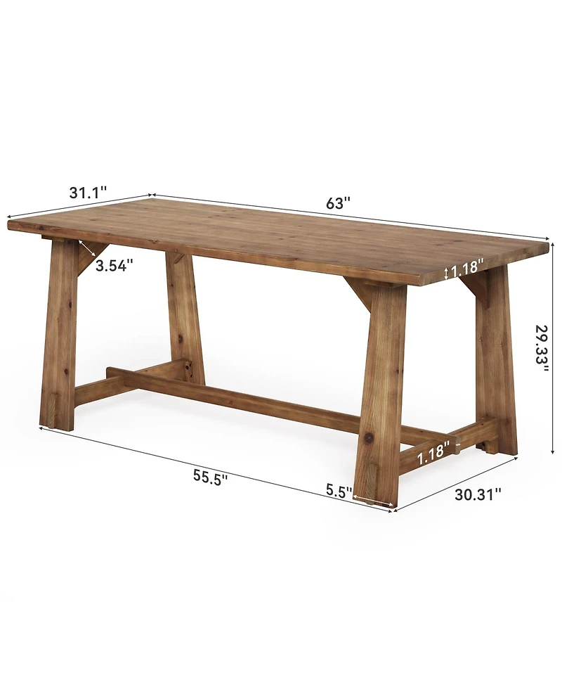Tribesigns 63" Solid Wood Office Desk, Farmhouse Executive Computer Desk, Large Work Writing Table, Home Office Workstaticon