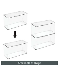 mDesign Plastic Playroom/Gaming Organizer Bin Box with Hinged Lid, 8 Pack, Clear