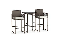 Slickblue Outdoor 3-Piece Wicker Bar Set with Seat Cushions