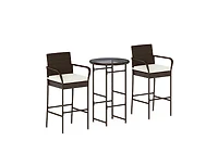 Slickblue Patio 3-Piece Bar Table Set with 2 Seat Cushions