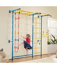 Mecale 7-in-1 Indoor Jungle Gym w/ Ladder, Pull-Up Bar, Rope & Rings