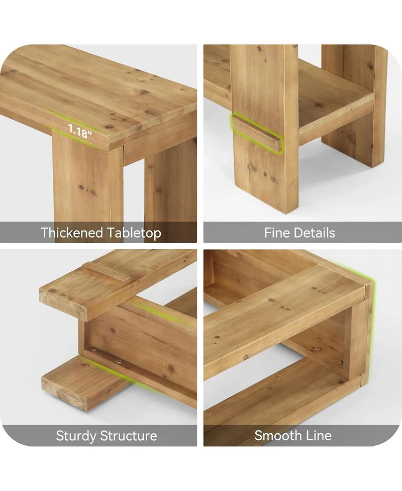 Tribesigns Solid Wood Console Table, Farmhouse 2-Tier Sofa Table for Behind Couch, Natural Colo