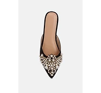 Astre Pearl Embellished Shimmer Mules
