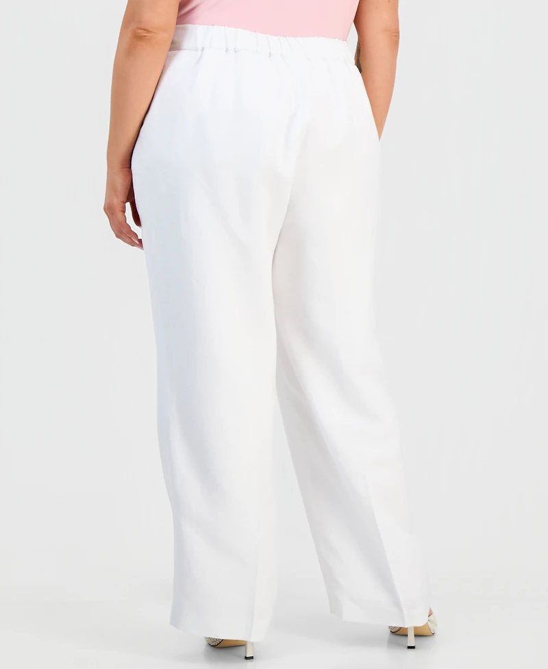 Kasper Plus Pull-On Wide-Leg Pants