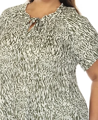 White Mark Plus Short Sleeve Printed Peplum Top