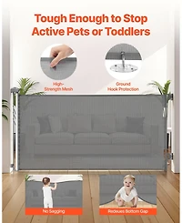 Cozito Retractable Baby Gate, 31.3 in Tall, Extends to 72.8 in Wide, Mesh Dog Gate w/ Security Lock, Trip-Free Walk-Through