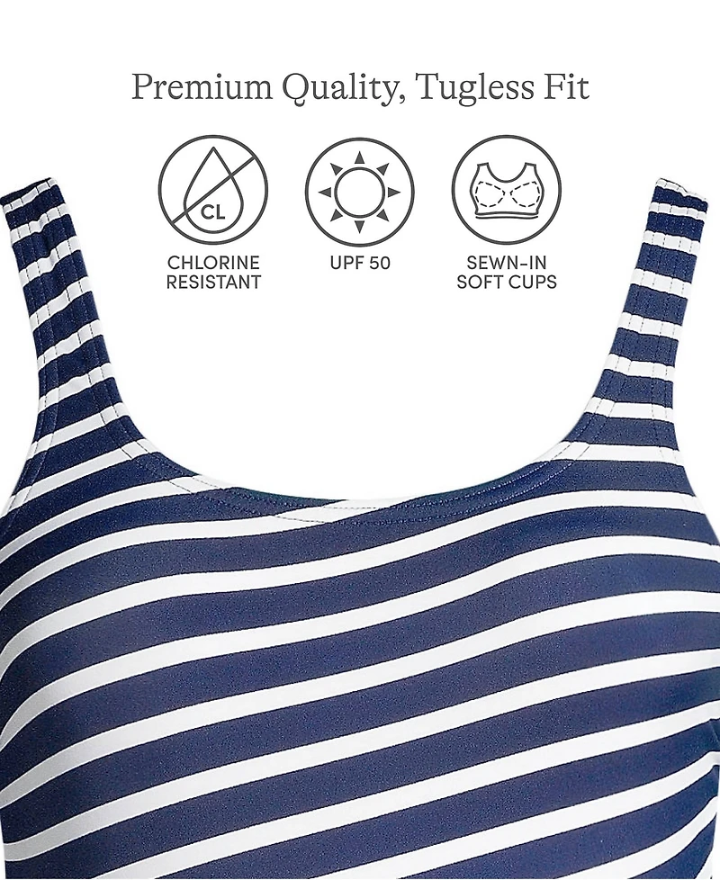 Lands' End Women's Ddd-Cup Chlorine Resistant Soft Cup Tugless Sporty One Piece Swimsuit