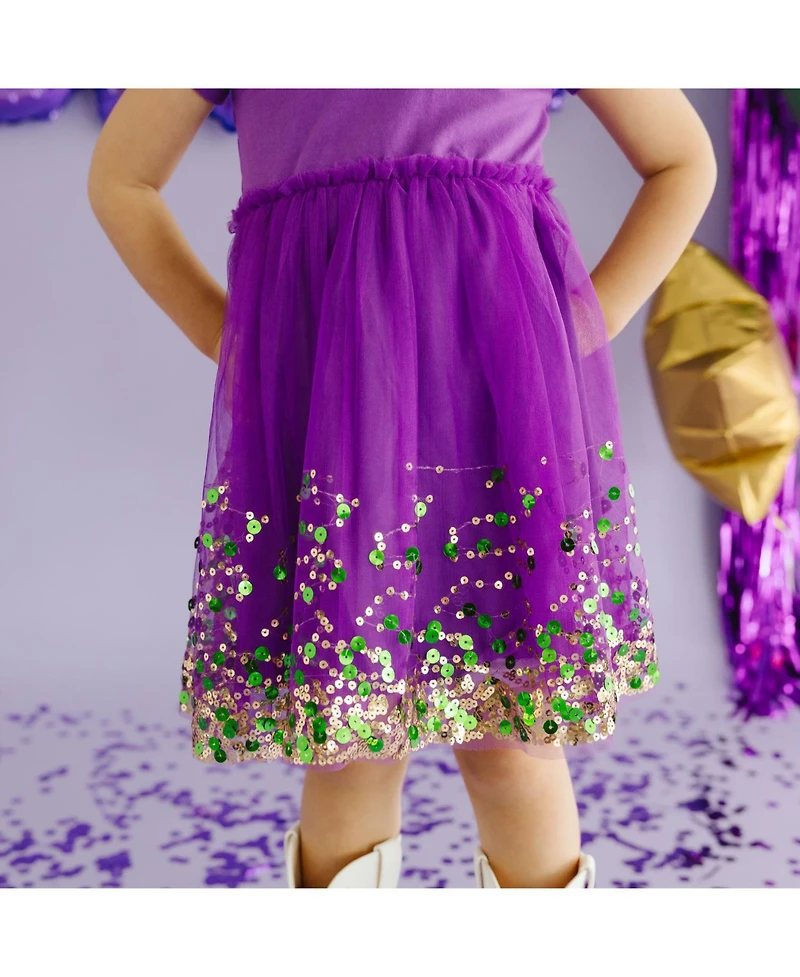 Sweet Wink Little Girls Mardi Gras Confetti Short Sleeve Tutu Dress