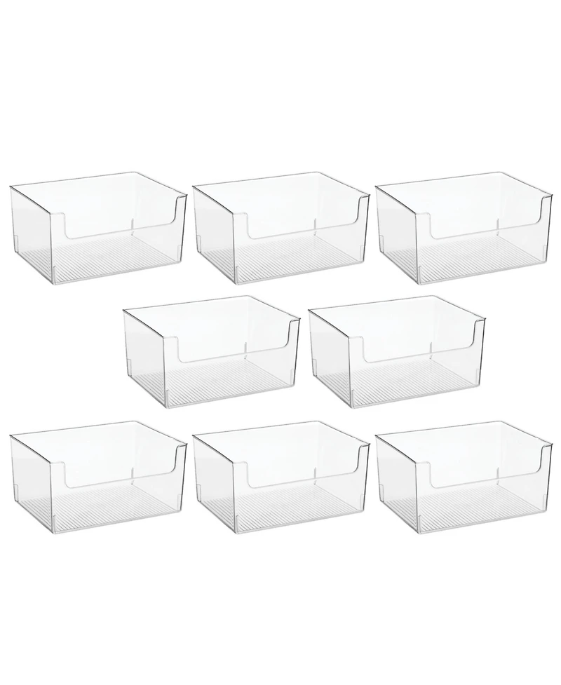 mDesign Household Plastic Storage Organizer Bin with Open Front - 8 Pack