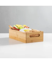 mDesign Bamboo Pantry Organizer Container Bin with Handles, 2 Pack, Natural/Tan