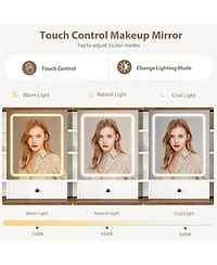 Gaomon 47 Inch Wide 8 Shelves Makeup Vanity Desk and Chair comes Mirror and Lights for Bedrooms, Apartments, Easy to Assemble