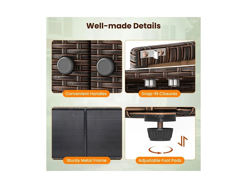 Slickblue Outdoor Wicker Storage Cabinet with Three Doors for Patio