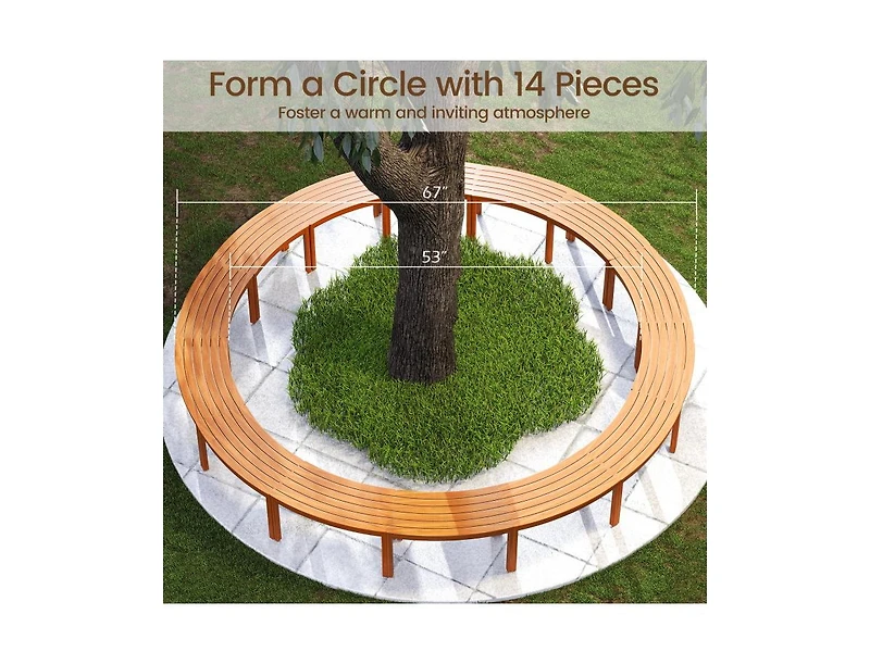 Slickblue Outdoor Curved Wood Bench Set of 3 for Front Porch