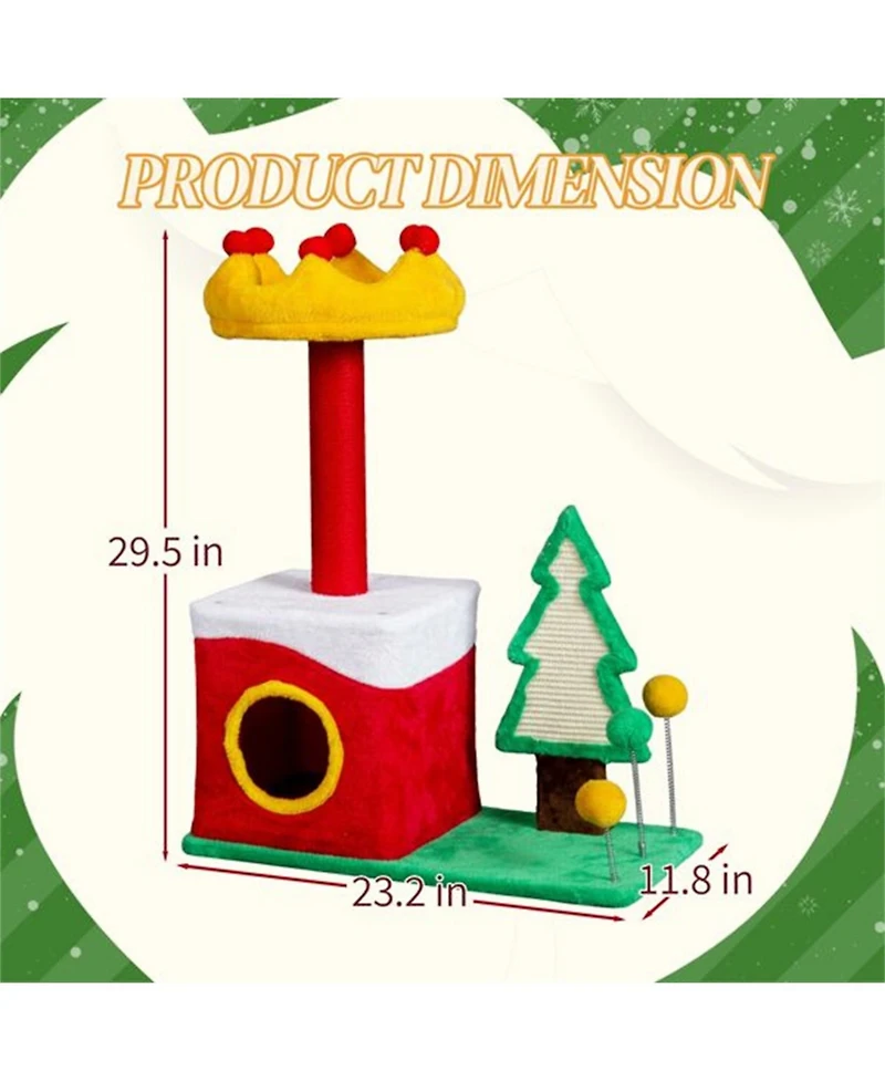 Aostirmotor 29.5" Tall Multi-level Cat Tower with Cat Condo in Red