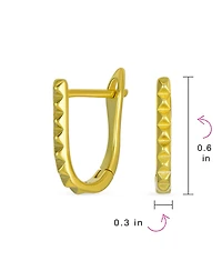 Bling Jewelry Modern Thin Huggie U Shape Hoop Earrings 14K Gold Plated .925 Sterling Silver