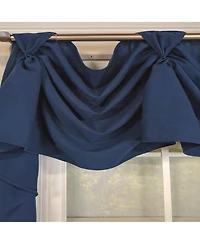 Rlf Home Classic Solid 3-s Victory 100% Cotton Tab Top Swag Window Curtain 54" x 25" Navy