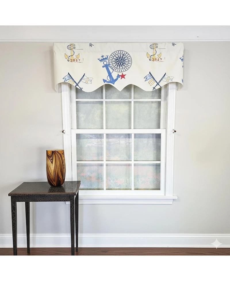 Rlf Home Ralph Lauren Navigator Regal 100% Cotton Rod Pocket Lined Window Valance 50" x 17" Off White