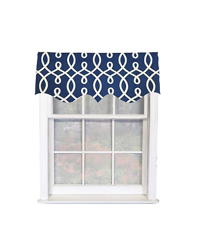 Rlf Home Oblique Regal 100% Cotton Rod Pocket Lined Window Valance 50" x 17" Navy