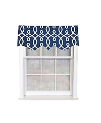 Rlf Home Oblique Regal 100% Cotton Rod Pocket Lined Window Valance 50" x 17" Navy