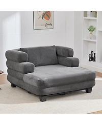 Streamdale Furniture Oversized Chaise Lounge 52.4" Modern Chenille Sofa Bed with Deep Seat, Black