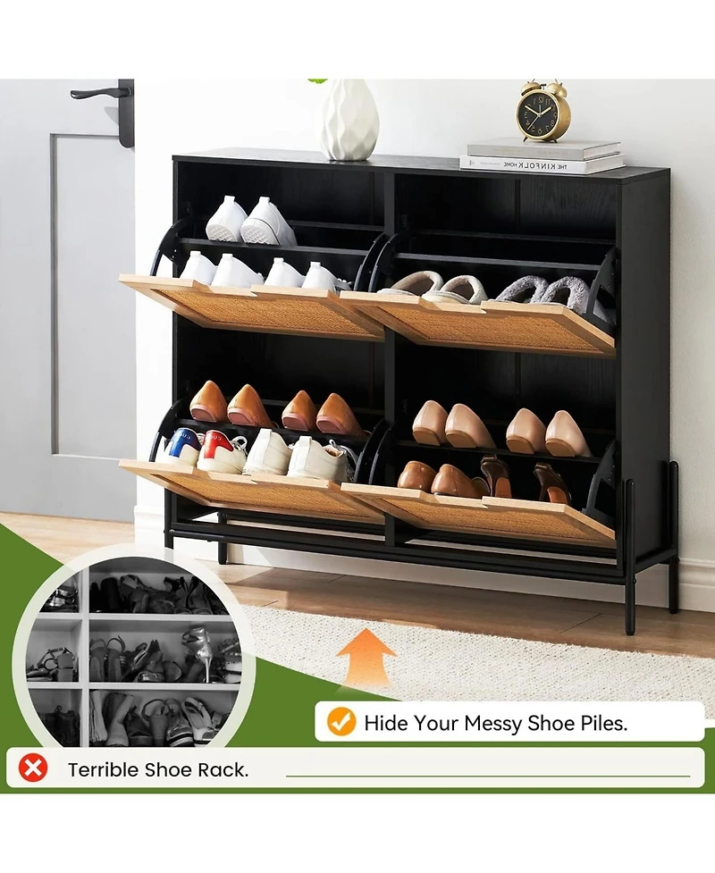 gaomon Shoe Cabinet with 4 Drawers Twith Fluted Panel Storage