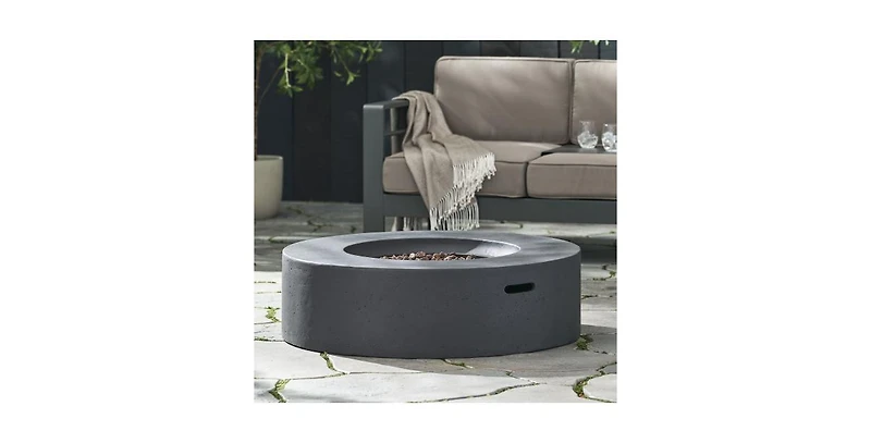 Flynama 39 Inch Lightweight Concrete Propane Fire Pit with 50000 Btu Burner