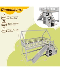 Costway Twin Over Bunk Bed with Slide & Staircase Storage Compartments