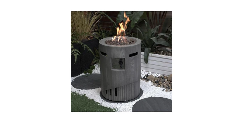 Flynama 20 Inch Round Outdoor Gas Fire Pit with 32000 Btu Burner and Lava Rocks