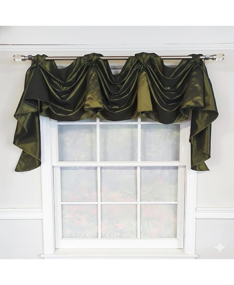 Rlf Home Taffeta 3-s Victory 100% Polyester Tab Top Swag Window Curtain 54" x 25" Hunter