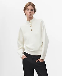 Mango Women's Jewel Buttons Turtleneck Sweater