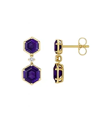 Macy's Amethyst (3.5 ct. t.w.) and Lab-Grown White Sapphire (0.06 Earrings Sterling Silver (Also Available Multi-Stones)