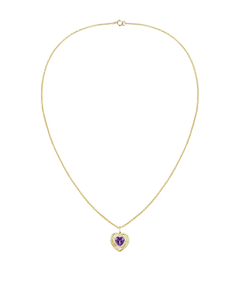 Macy's Lab-Grown Ruby (1.1 ct. t.w.) and White Sapphire (0.03) Heart Pendant Necklace 14k Gold Over Sterling Silver (Also Available Amethyst)