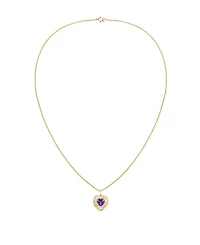 Macy's Lab-Grown Ruby (1.1 ct. t.w.) and White Sapphire (0.03) Heart Pendant Necklace 14k Gold Over Sterling Silver (Also Available Amethyst)
