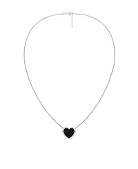 Macy's Jade (12mm) and Lab-Grown White Sapphire (0.02 ct. t.w.) Heart Pendant Necklace Sterling Silver (Also Available Onyx)
