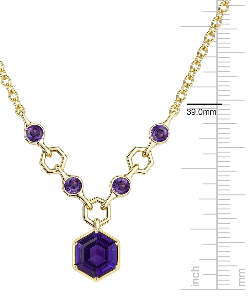 Macy's Amethyst (2.5 ct. t.w.) Hexagon Pendant Necklace Sterling Silver (Also Available Multi-Stones)