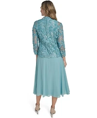 Jessica Howard Women's 3/4-Sleeve Jacket with Crewneck Dress