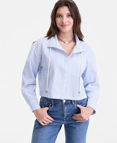 On 34th Women's Cropped Drawstring Button-Front Shirt, Macy's Exclusive