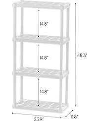 Iris Usa 4-Tier Light Duty Plastic Shelf 200lb Capacity, Medium Modular Shelving Unit Storage Organizer, White