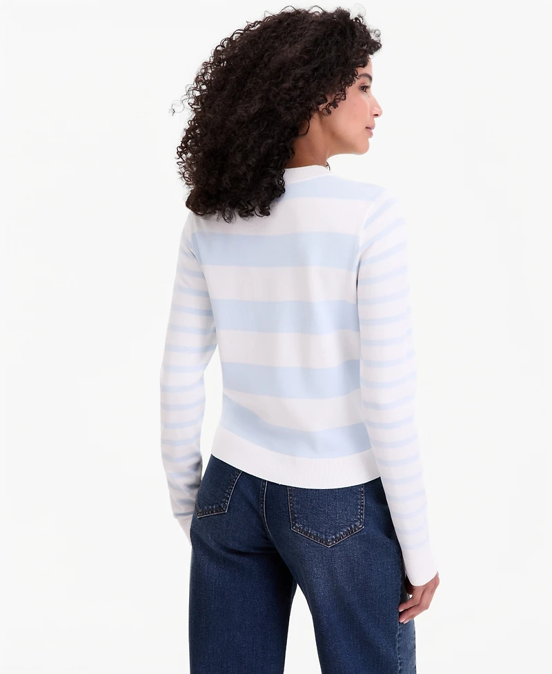 On 34th Women's Mixed-Stripe Crewneck Sweater, Macy's Exclusive